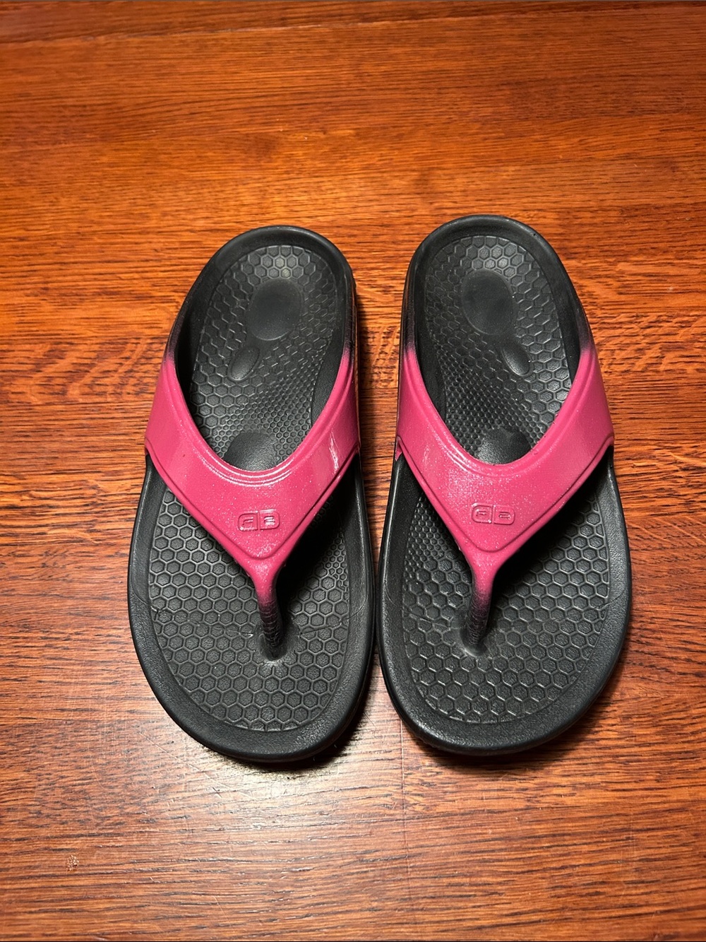 Women’s Black and Pink Comfort Flip Flop Sandals